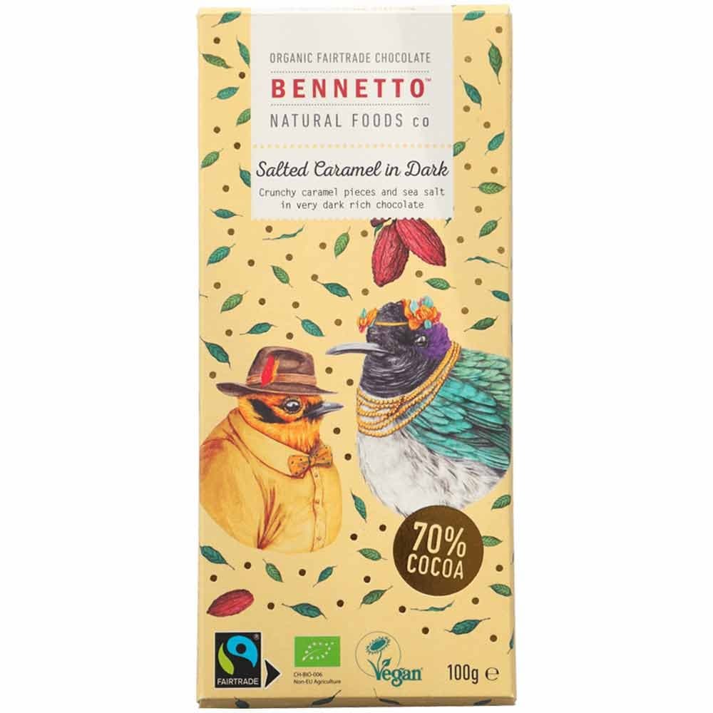 Bennetto Organic Choc Dark Chocolate 100g- Salted Caramel