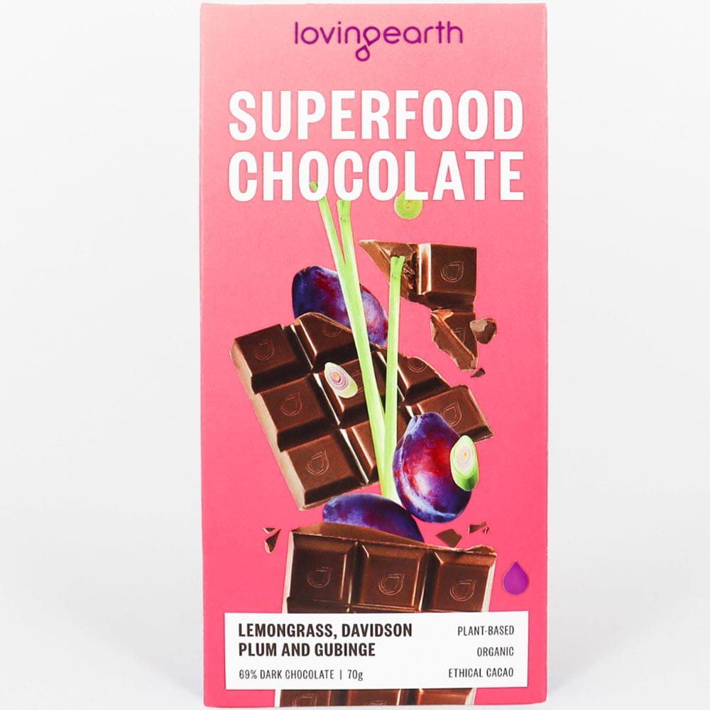 Loving Earth Superfood Chocolate 70g Lemongrass, Davidson Plum, Gubinge