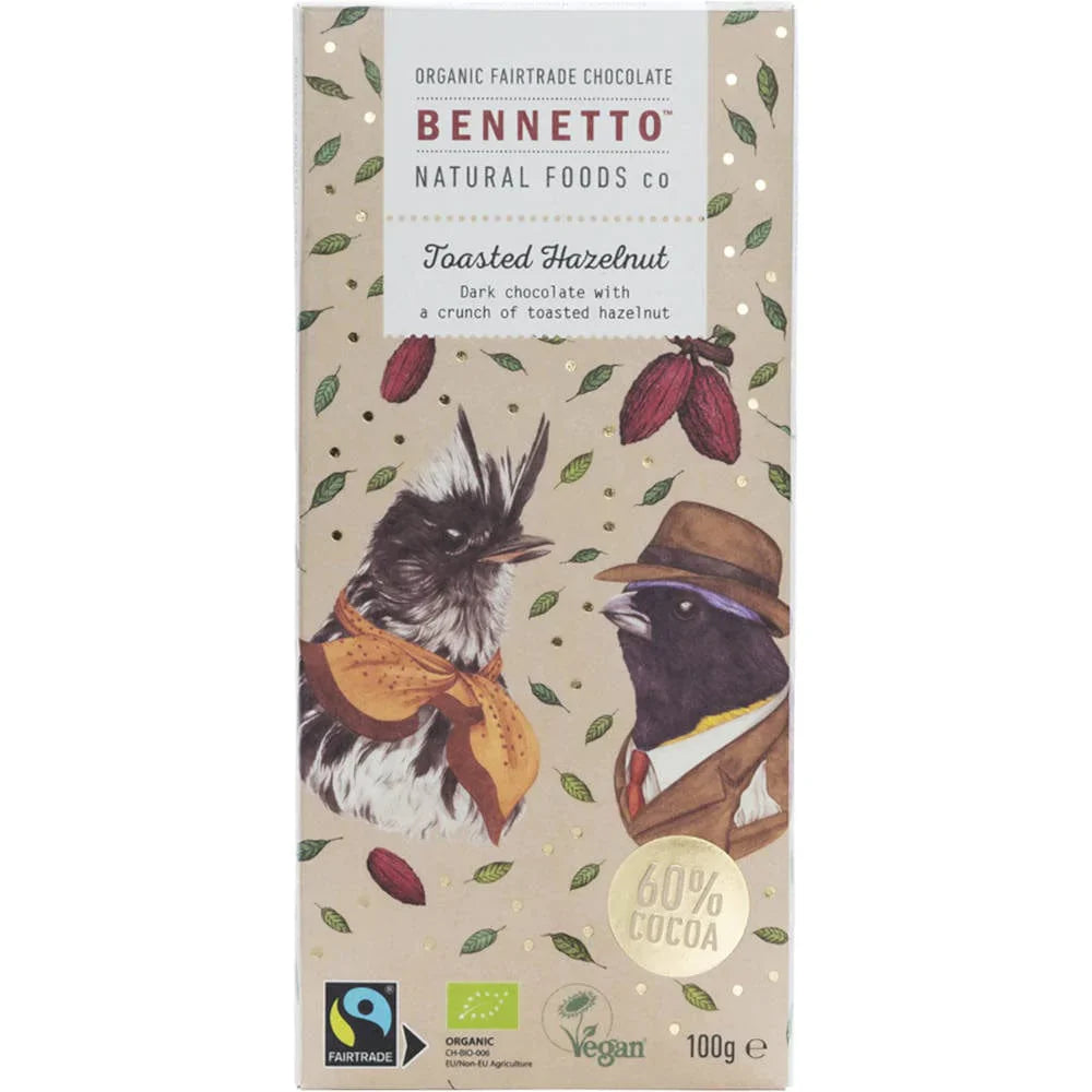 Bennetto Organic Chocolate 100g - Toasted Hazelnut