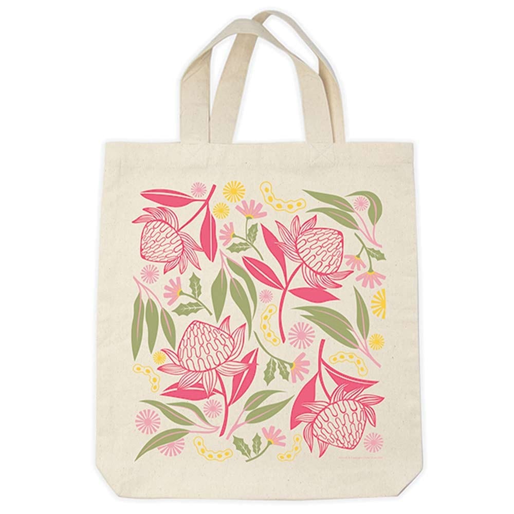 Earth Greetings Organic Cotton Tote Bag- Waratah Whirl